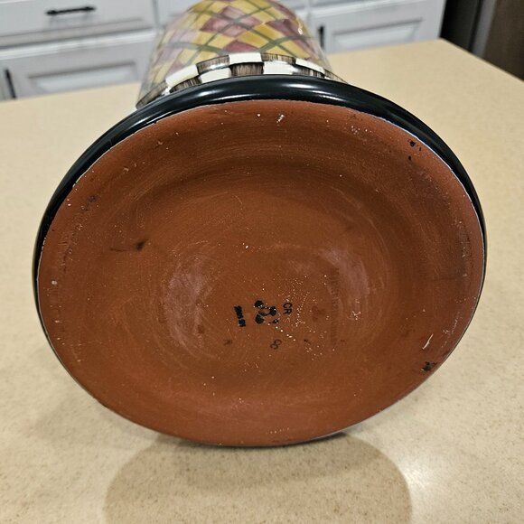 RARE MACKENZIE CHILDS ARGYLE PLAID AURORA CERAMIC COLUMN STORAGE CANISTER JAR - Picture 13 of 16